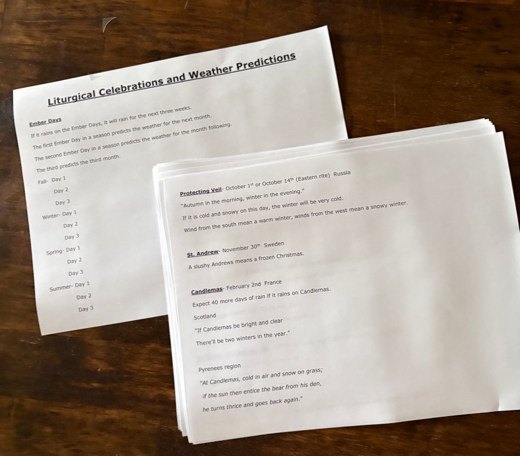 Liturgical Celebrations and Weather&nbsp;Predictions